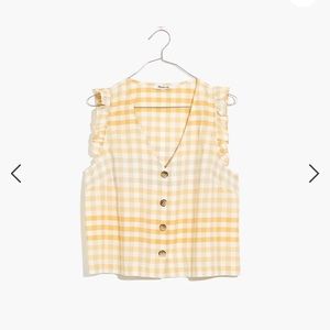 Madewell Ruffle Button-Front Tank in Ombré Gingham